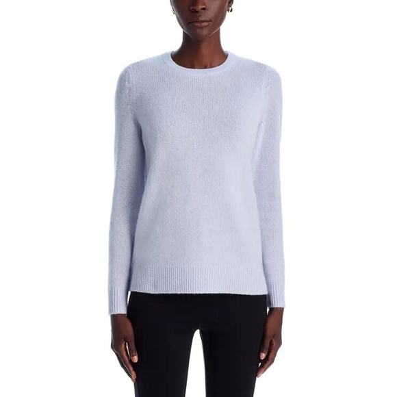 C by Bloomingdale's Women Serenity Blue Cashmere Knit Crewneck Sweater Size M - Picture 2 of 6